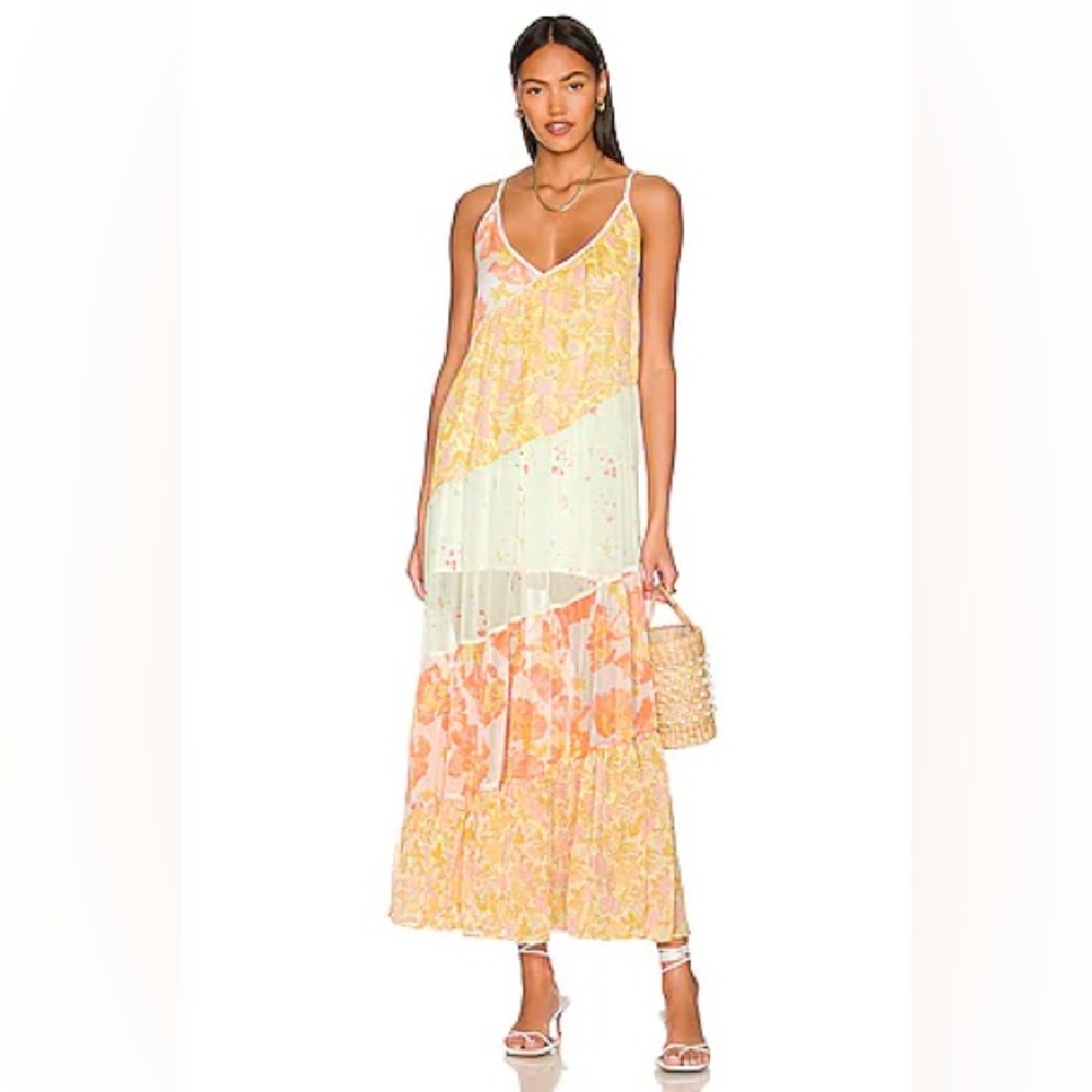 Free People Luna Grace Maxi in Mango Combo